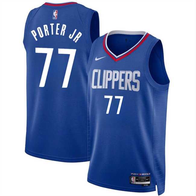 Men%27s Los Angeles Clippers #77 Kevin Porter Jr Blue Icon Edition Stitched Jersey Dzhi->los angeles clippers->NBA Jersey